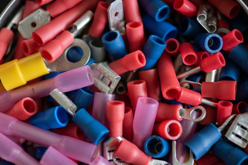 Closeup of colorful plastic products 