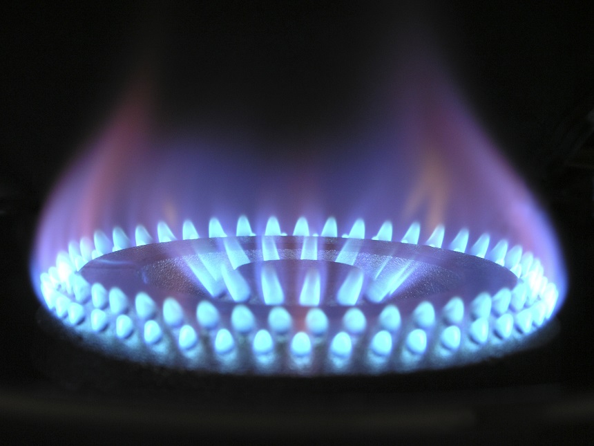 Closeup of a flame on a stove