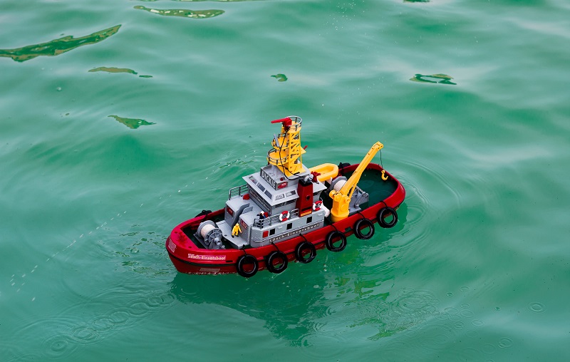 Closeup of a plastic toy boat