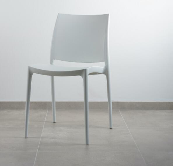 An armless plastic chair