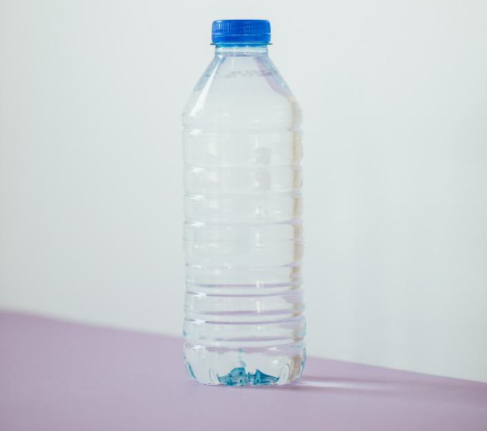 Closeup of a plastic bottle manufactured using blow molding